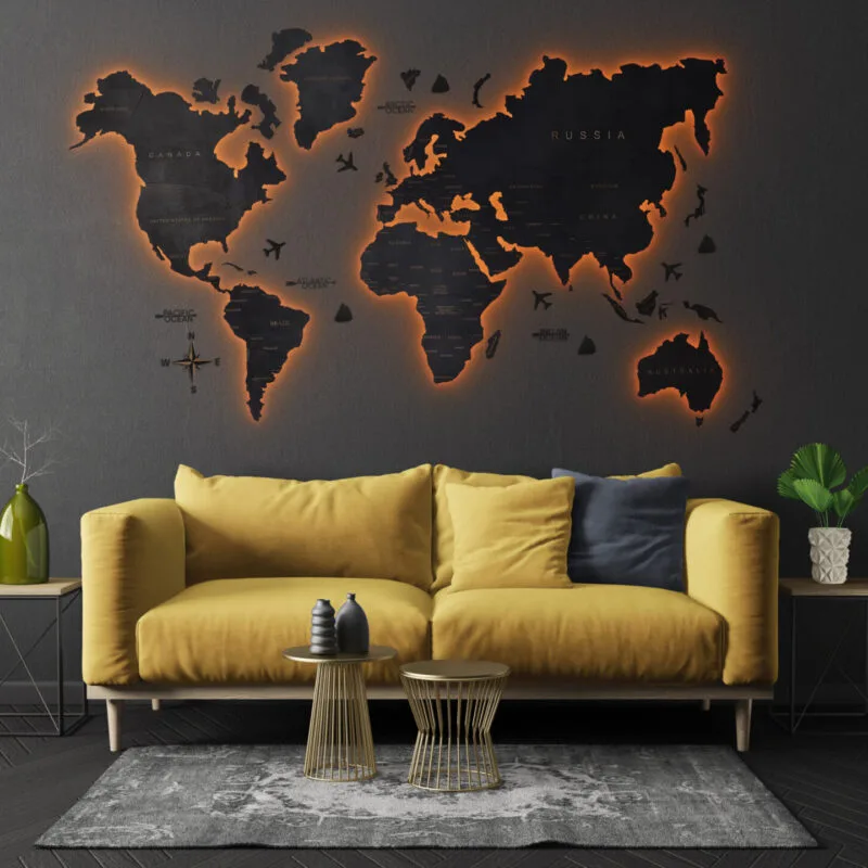 LED Wooden Map