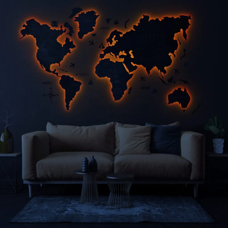 LED Wooden Map